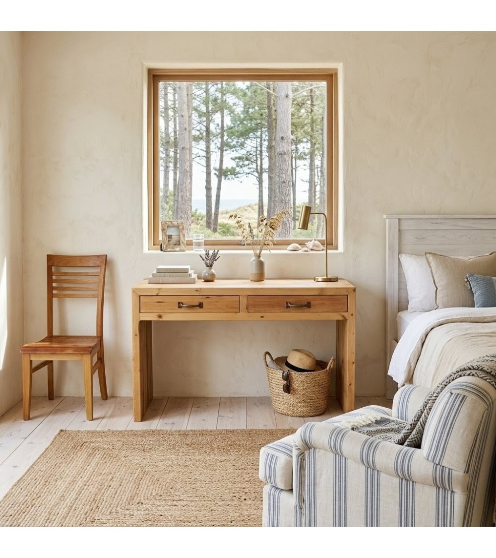 Escritorio 2 Cajones Pino Brasil Mate | 110x80x48 cm