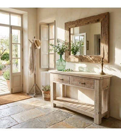 Mesa de Arrime Rústica 120x90 | Pino Brasil Blanco