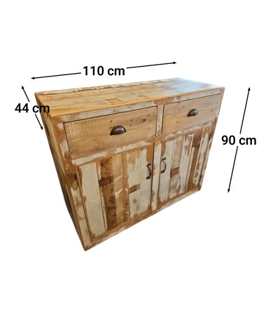 Aparador Pino Brasil Reciclado 110x90 | 2 Cajones y Estante
