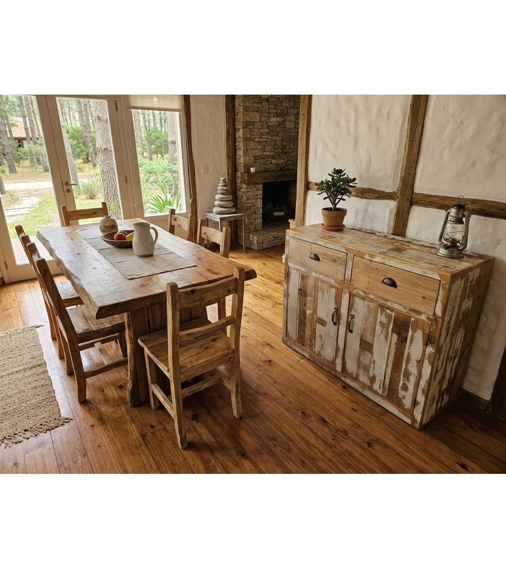 Aparador Pino Brasil Reciclado 110x90 | 2 Cajones y Estante