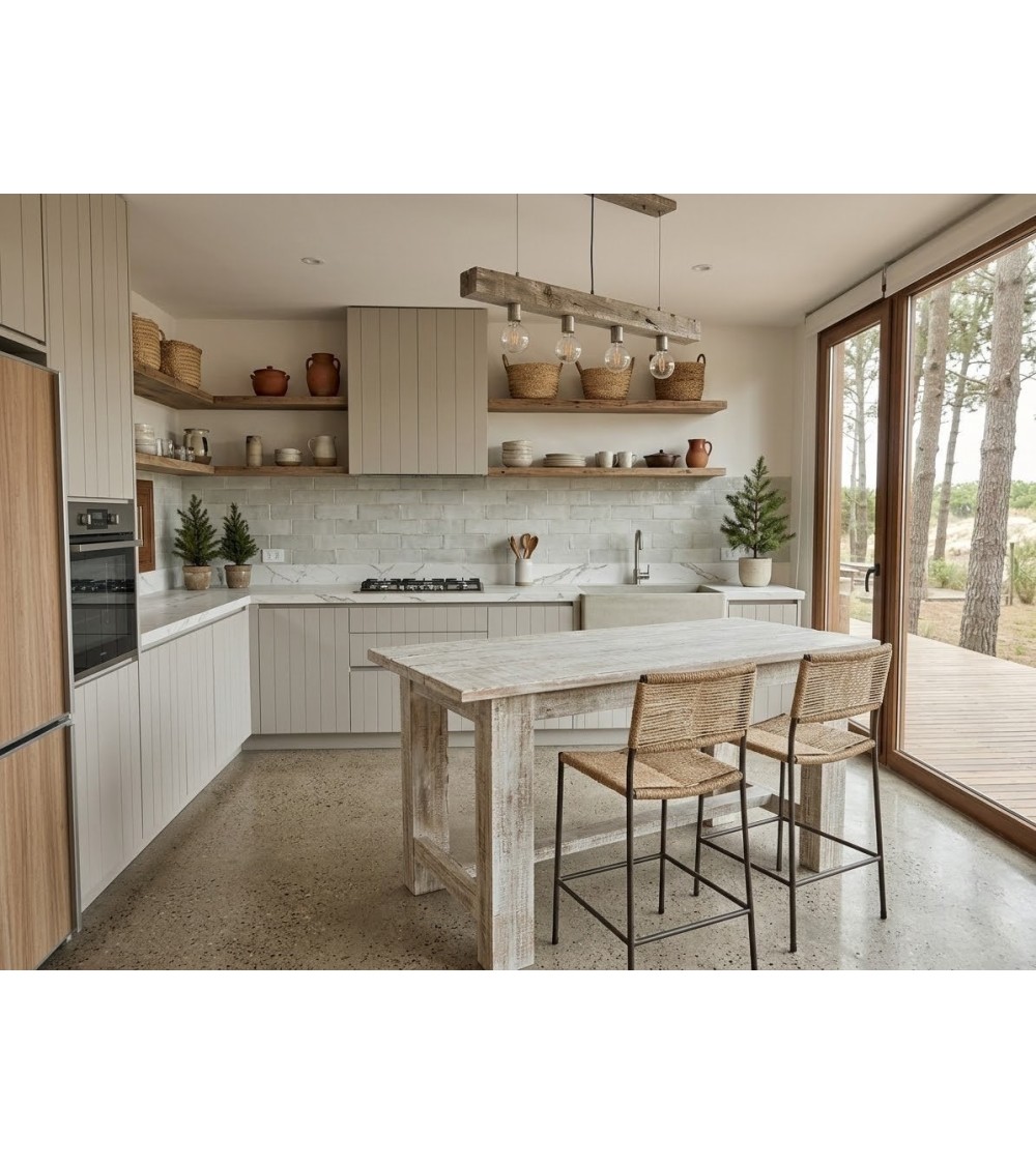 Isla de Cocina 180x65 Decapada | Madera Semidura Robusta