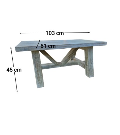 Mesa Ratona Pino Brasil 103x61 | Blanco Decapado