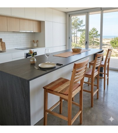 Banqueta Modelo Elisa en Paraíso con Asiento de Vira-ró | 50 cm Altura