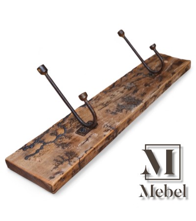 Perchero Pared Artesanal Pino Brasil Lichtenberg 2 Ganchos