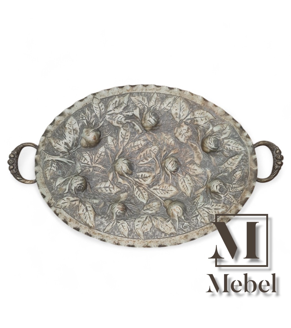 Bandeja Decorativa Antigua Ovalada Relieve 48x30cm