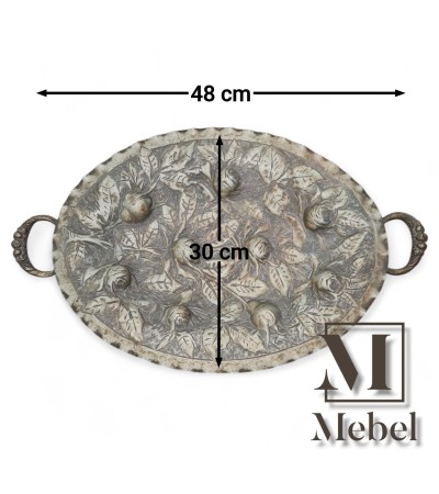 Bandeja Decorativa Antigua Ovalada Relieve 48x30cm