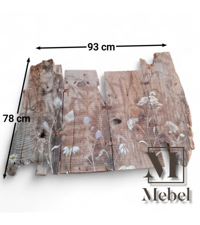 Cuadro Mural Madera Rústica Bisagras Flores 93x78