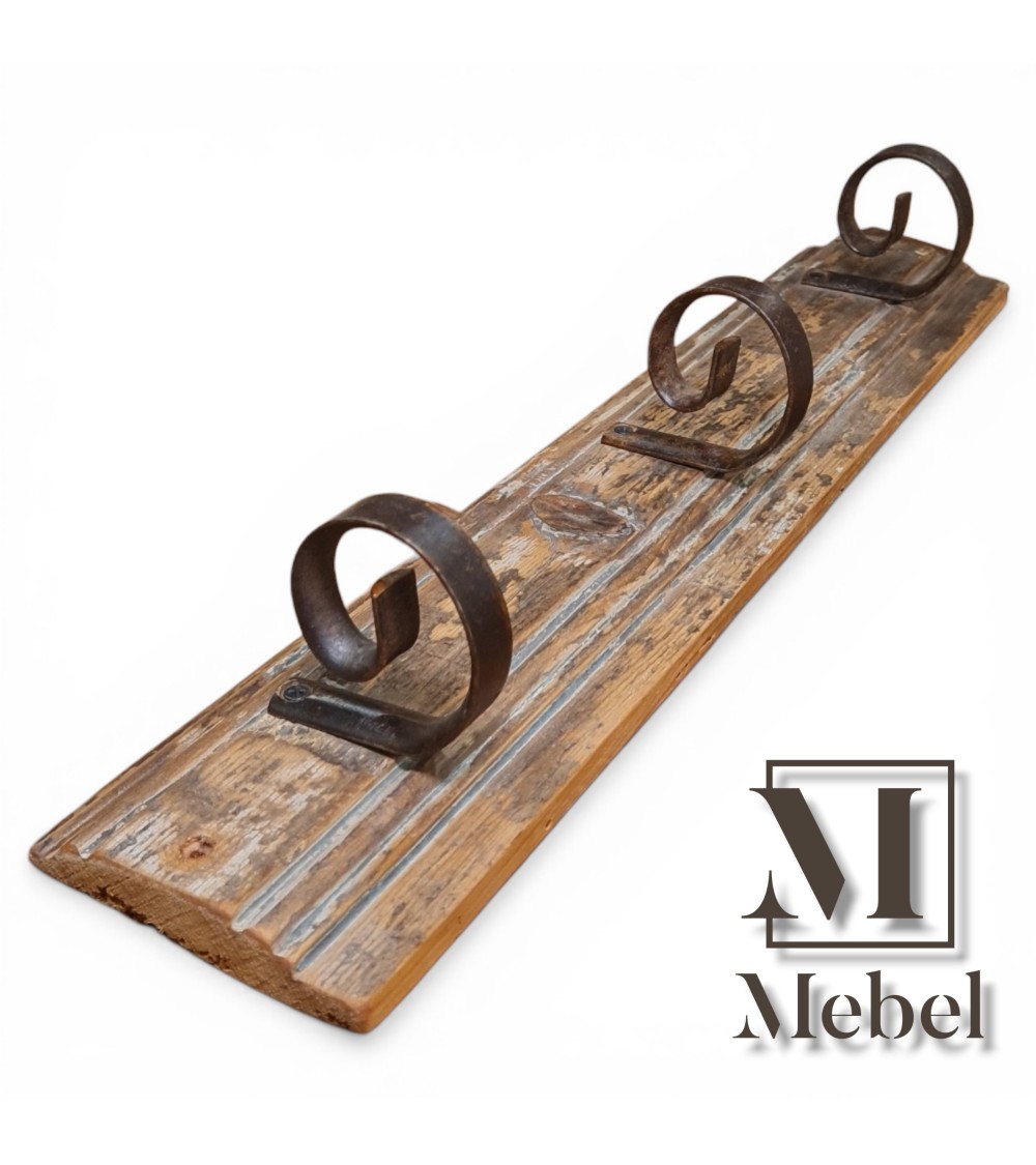 Perchero Pared Moldura Pinotea y Acero Rústico 60cm