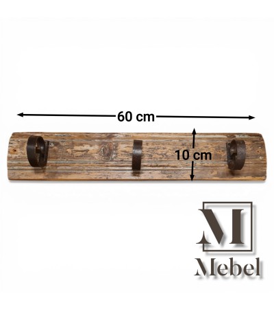Perchero Pared Moldura Pinotea y Acero Rústico 60cm