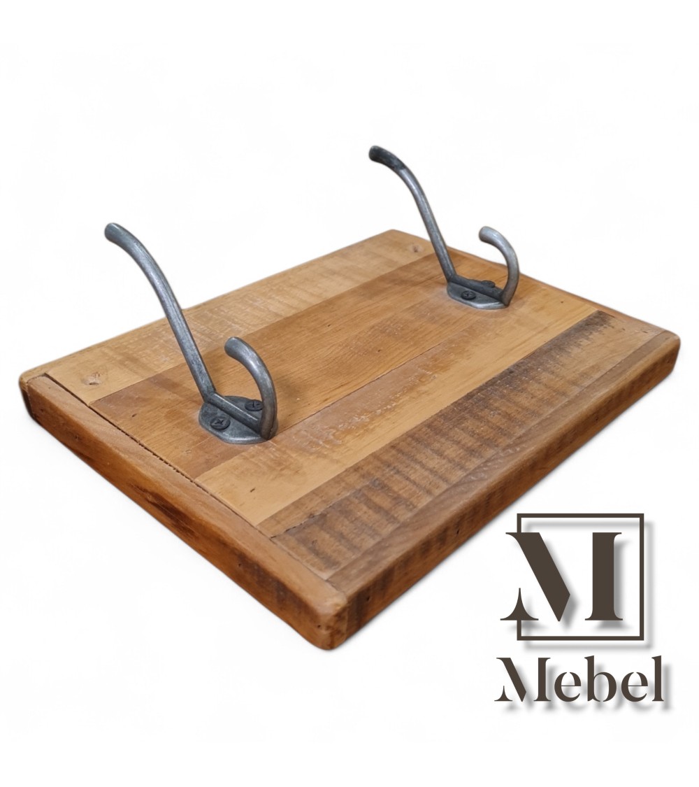 Perchero Pared Chico Madera y Metal Rústico 25x20