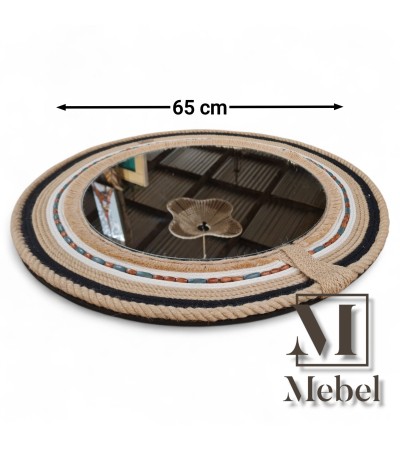 Espejo Redondo Boho Artesanal Cuerda 65cm