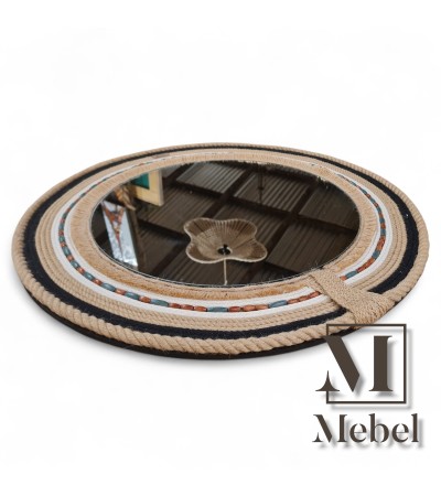 Espejo Redondo Boho Artesanal Cuerda 65cm