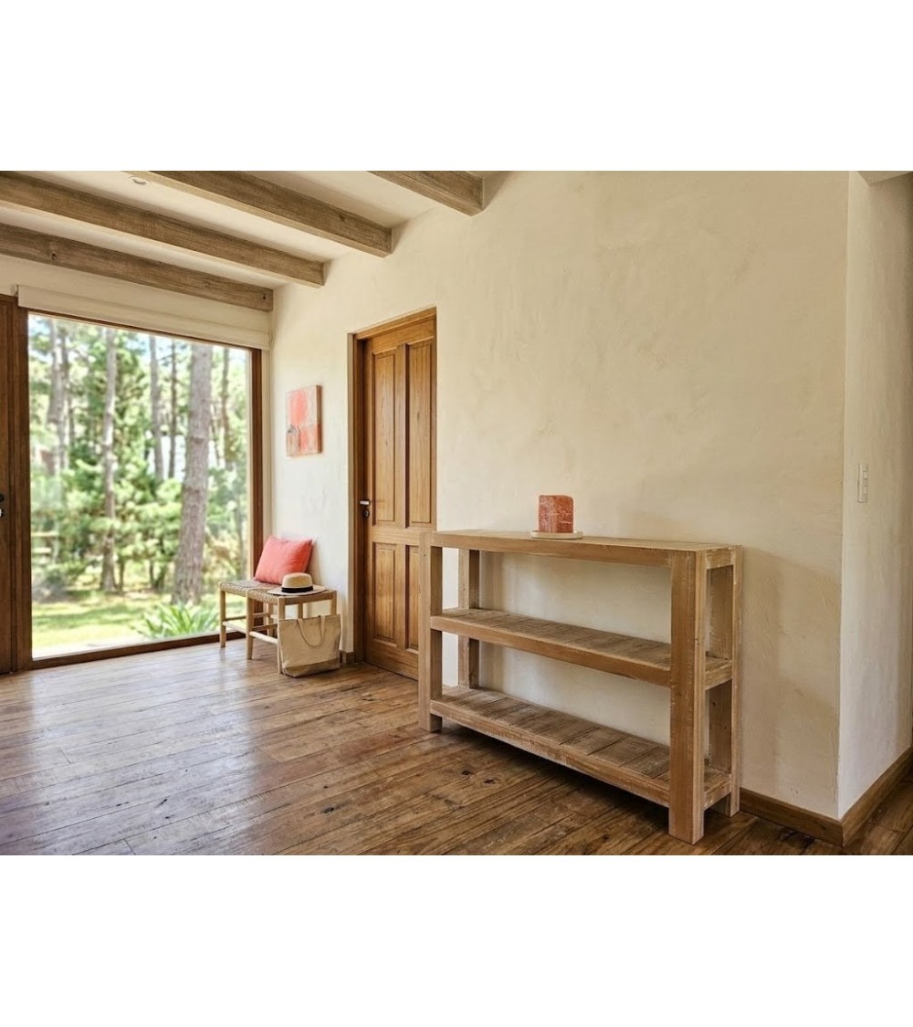 Mesa de Arrime Pino Brasil Reciclado 110 cm | 2 Estantes
