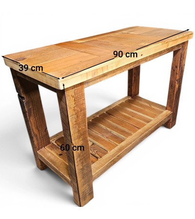 Mesa de Arrime Pino Brasil Reciclado 90 cm | Con Estante