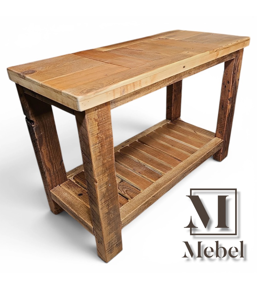 Mesa de Arrime Pino Brasil Reciclado 90 cm | Con Estante