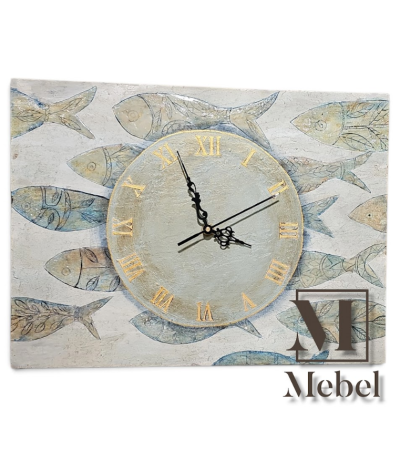 Reloj Pared Madera Artesanal Costero Peces | Mebel