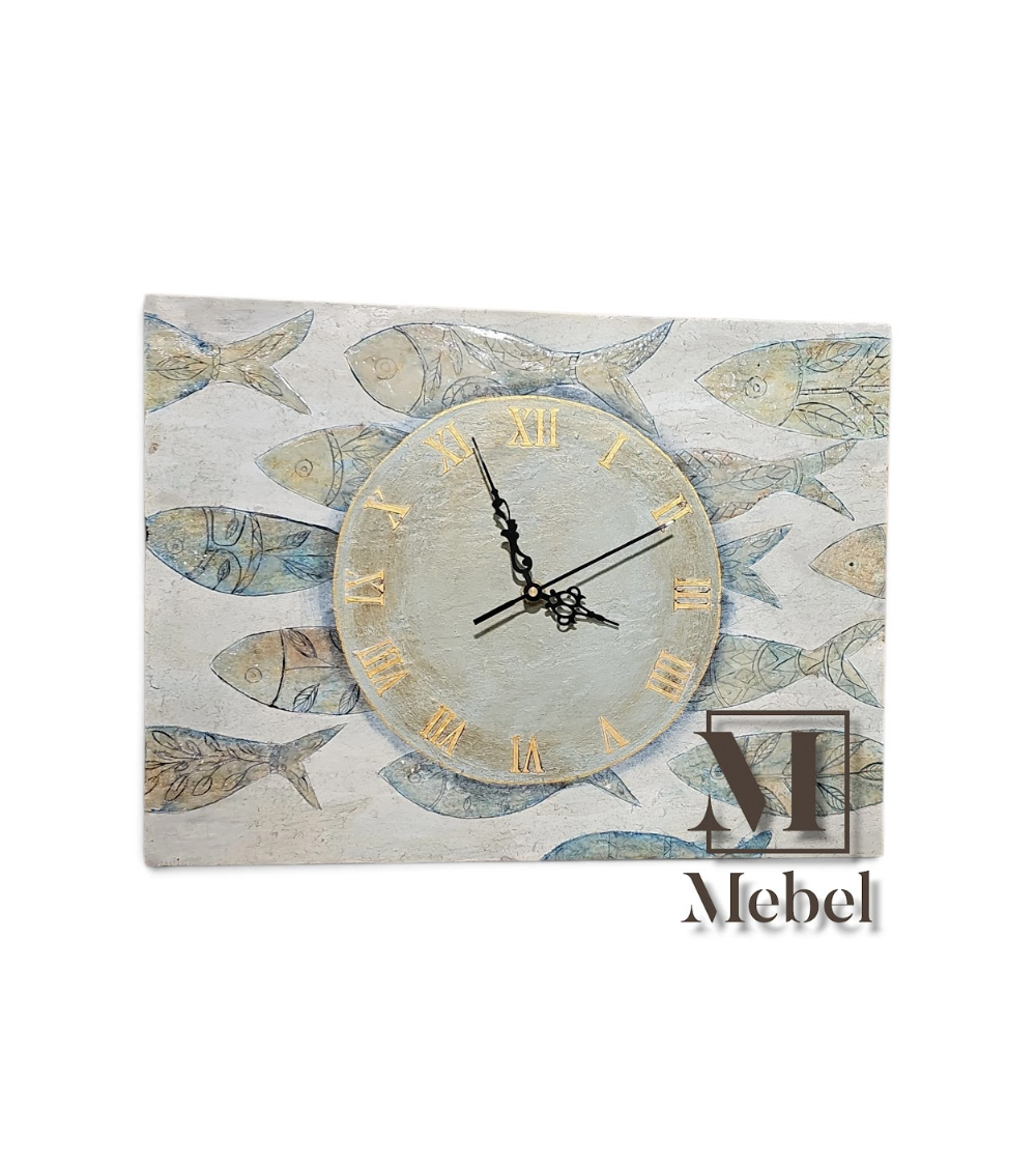 Reloj Pared Madera Artesanal Costero Peces | Mebel