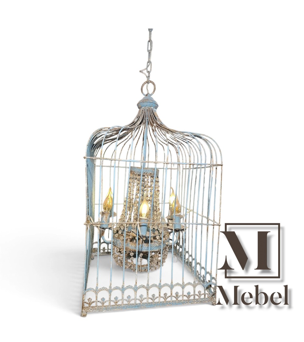 Lámpara Colgante Jaula Celeste Vintage | Mebel