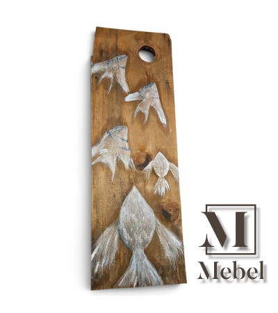 Cuadro Madera Pintado Peces Estilo Marítimo | Mebel