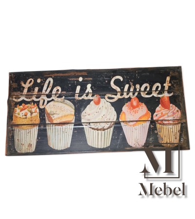 Cartel Decorativo de Chapa Vintage Life is Sweet | Mebel
