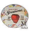 Cartel Decorativo Redondo Chapa Vintage Strawberries | Mebel