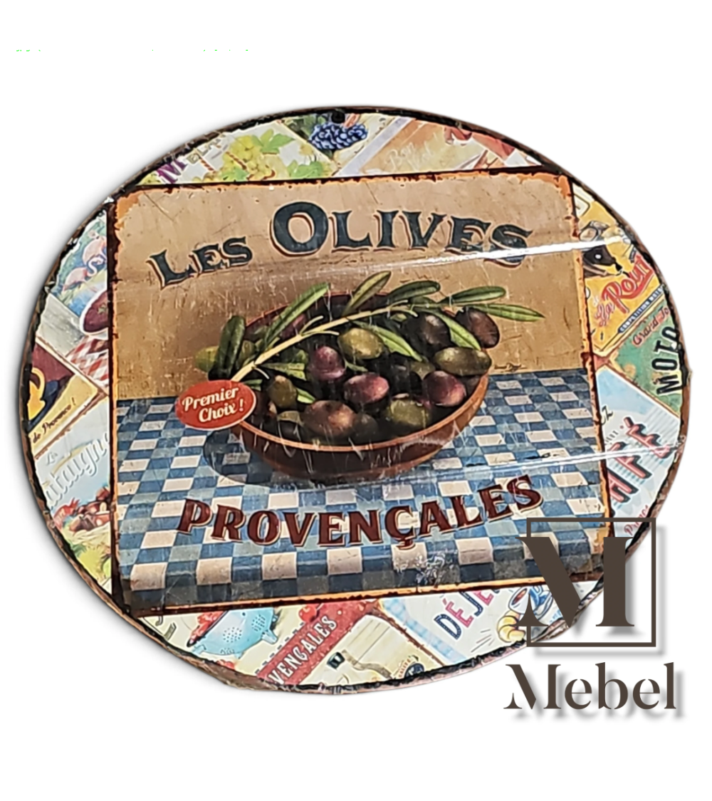 Cartel Redondo Chapa Vintage Les Olives Provençales | Mebel