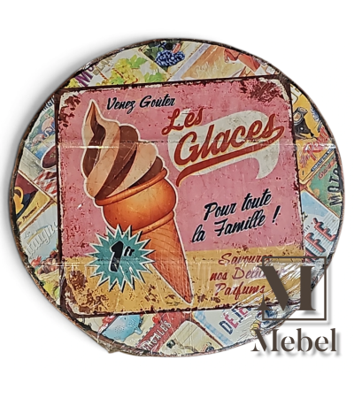 Cartel Decorativo Redondo Chapa Vintage Les Glaces | Mebel