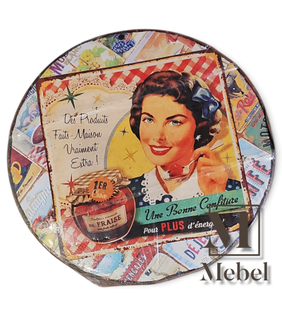 Cartel Redondo Chapa Vintage Confiture de Fraise | Mebel