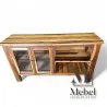 Mueble Bajo Artesanal con Vitrina y Estantes - Guayubira