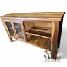 Mueble Bajo Artesanal con Vitrina y Estantes - Guayubira
