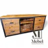 Mueble Bajo Industrial con Cajones y Estantes - Pino Oregón